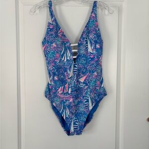 EUC Lilly Pulitzer Women’s One-Piece - Blue and Pink Size 8